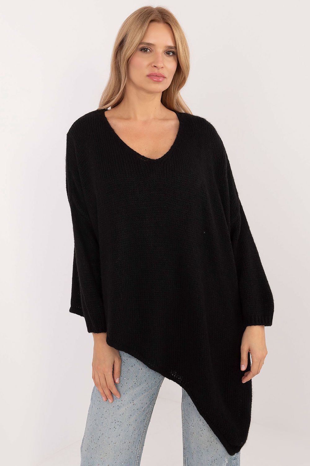 Elegant Och Bella Women's Asymmetrical Hem Sweater featuring premium wool blend, perfect for casual comfort.