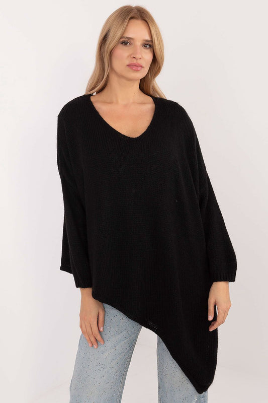 Elegant Och Bella Women's Asymmetrical Hem Sweater featuring premium wool blend, perfect for casual comfort.