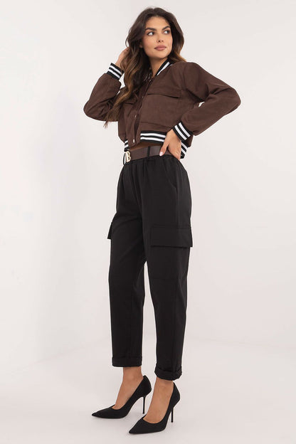 Luxurious Och Bella Women's Cargo Pants designed for comfort and style, made from a blend of cotton, polyamide, and elastane.