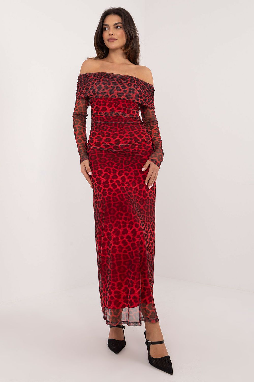 Elegant leopard print midi pencil dress by Italy Moda, showcasing sophisticated design and flattering silhouette for versatile styling.