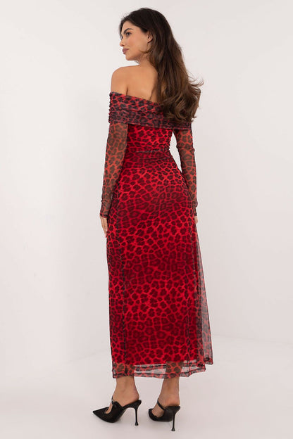 Model wearing Italy Moda's stylish leopard print midi pencil dress, perfect for both casual outings and formal occasions.