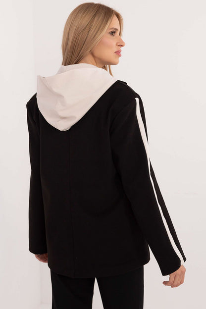 Close-up of Italy Moda sports jacket, highlighting premium breathable fabric blend and contrasting piping for enhanced style.