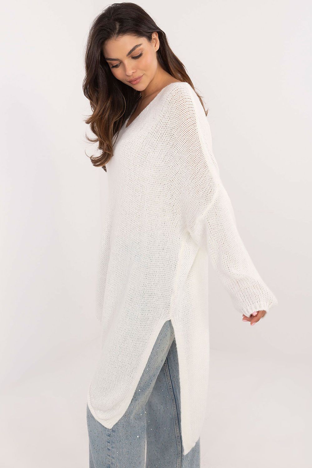 Och Bella Women's Asymmetrical Hem Sweater in luxurious wool blend, showcasing elegant casual comfort for a fashionable look.