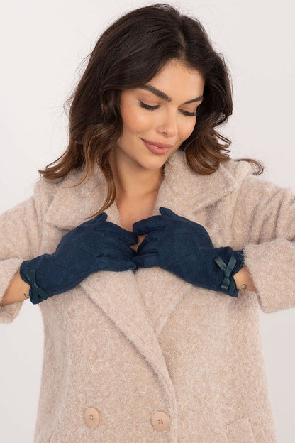 Warm, elegant gloves for women by AT, featuring a beautifully embroidered index finger for easy phone use without removing the gloves.