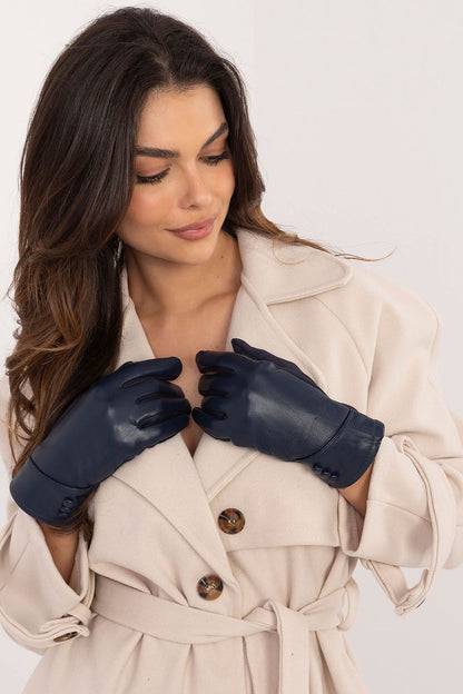 Elegant women's insulated gloves in eco-leather by AT, featuring a floral touch screen index finger, perfect for stylish winter accessories.