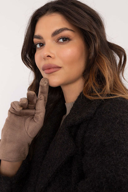 Sophisticated women's gloves by AT, insulated and made from eco-leather with a functional floral index finger.
