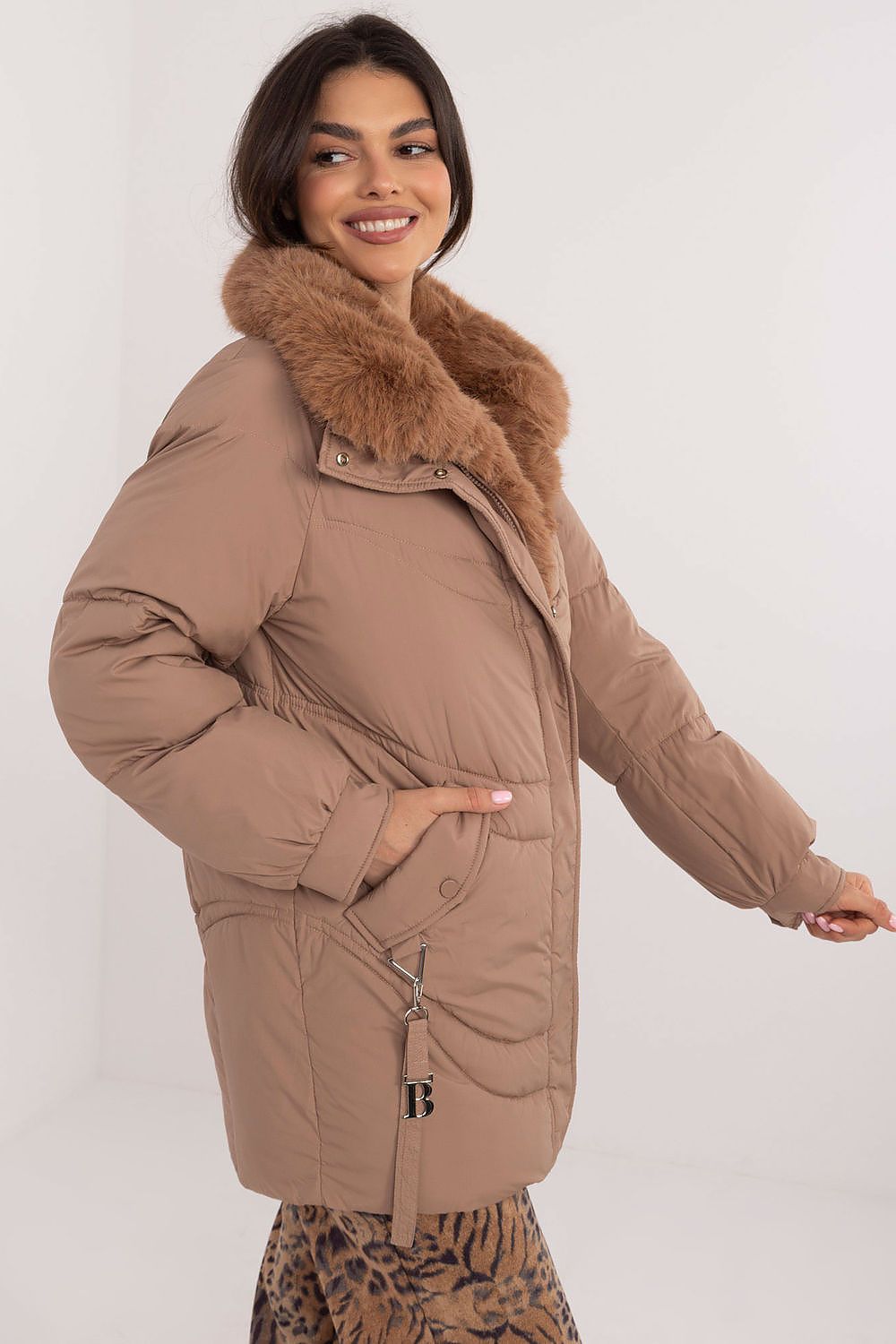 Luxury Women's Quilted Jacket by MBM, featuring a detachable fur coat, designed for warmth and style in autumn and winter.