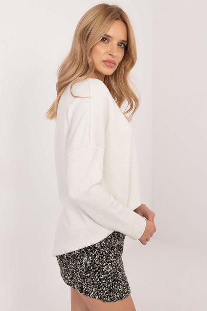Italy Moda's chic women's V-neck sweater with long sleeves, crafted from a premium viscose blend, exuding luxury and comfort for any occasion.