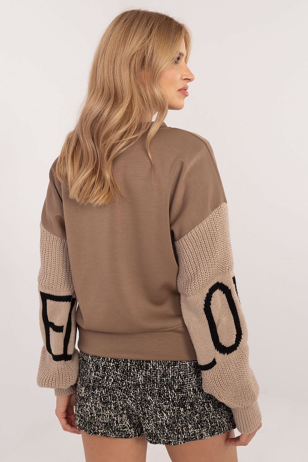 Italy Moda women's casual sweatshirt featuring long sleeves with stylish inscriptions, designed for a fashionable yet comfortable look that complements any casual outfit.