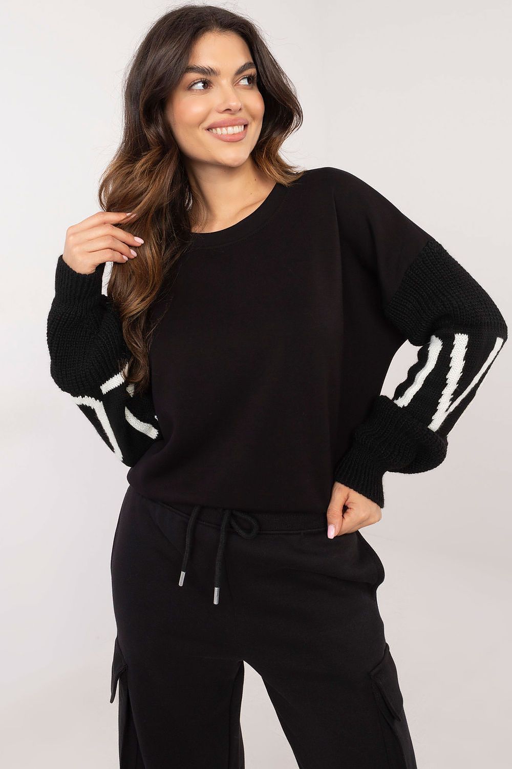 Luxury Women's Casual Sweatshirt by Italy Moda in a minimalist style, showcasing a soft blend of polyester, viscose, and elastane, ideal for modern everyday wear.