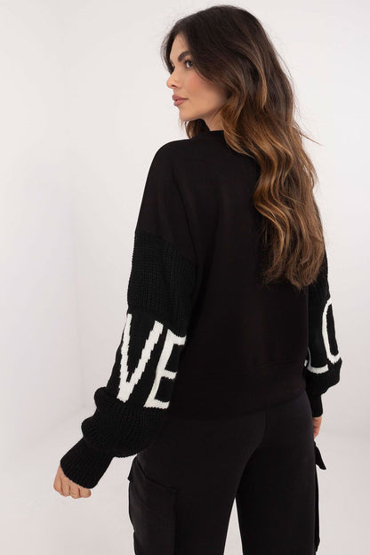 Chic France-inspired Women's Casual Sweatshirt by Italy Moda, designed with a round neckline and standard length, offering a loose yet fashionable fit.