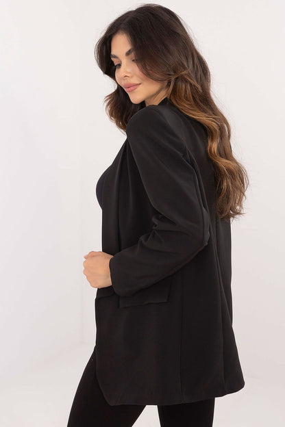 Elegant women's jacket with shoulder pads by Italy Moda, crafted from a luxurious poly-viscose blend, perfect for autumn-winter fashion in EU size 0.