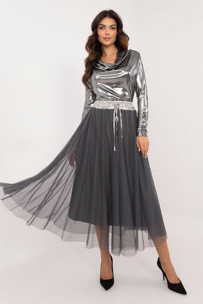Elegant Casual Tulle Midi Skirt with Adjustable Tie Waist by Italy Moda, showcasing delicate transparent layers and a lightweight design, perfect for refined casual outings.