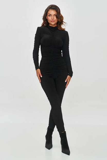 Makadamia luxurious black tailored women's set featuring a stylish blouse and tapered trousers, designed for elegance and sophistication in sizes EU 34-40.