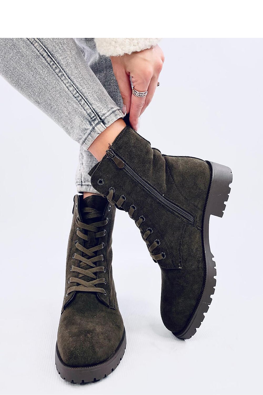 Inello Women's Eco-Suede Booties with Side Zipper and Luxurious Fur Lining - Ideal for Everyday Elegance