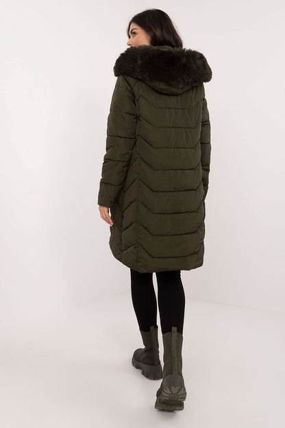 Stylish women's down jacket featuring elegant quilted texture and fur hood, designed for comfort and warmth, by Factory Price.