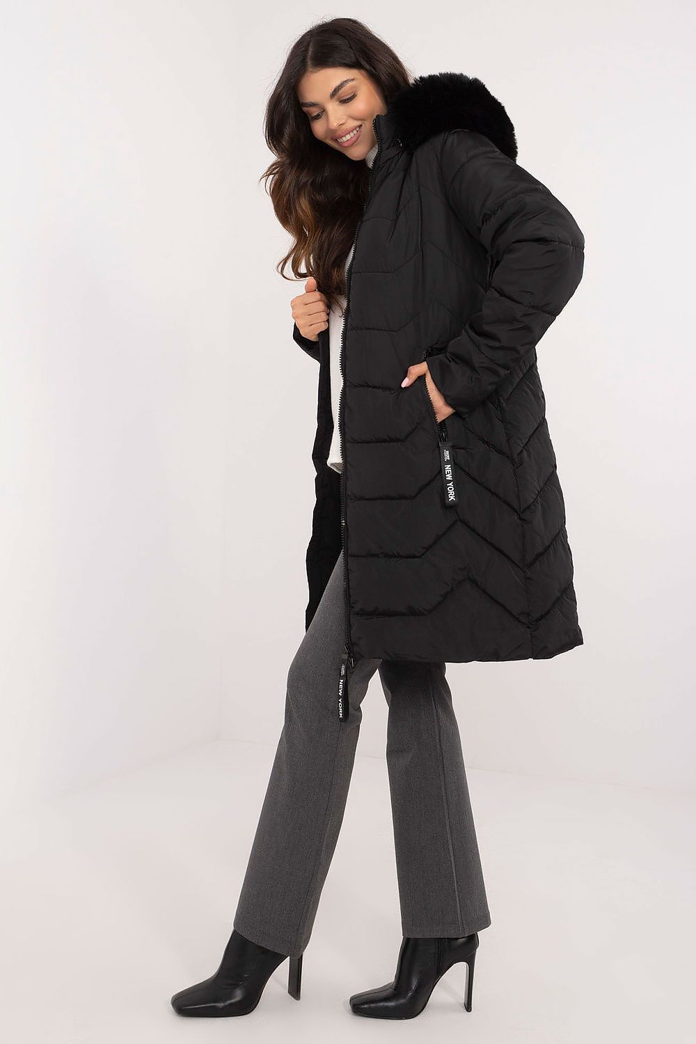 Elegant luxury women's jacket by Factory Price showcasing quilted texture and smooth durable polyester for ultimate warmth.