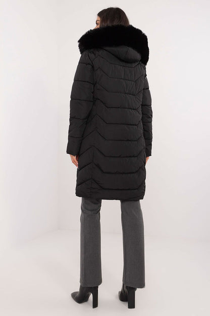 Fashionable women's down jacket by Factory Price with a fur-lined hood, ideal for transitioning through autumn and winter.
