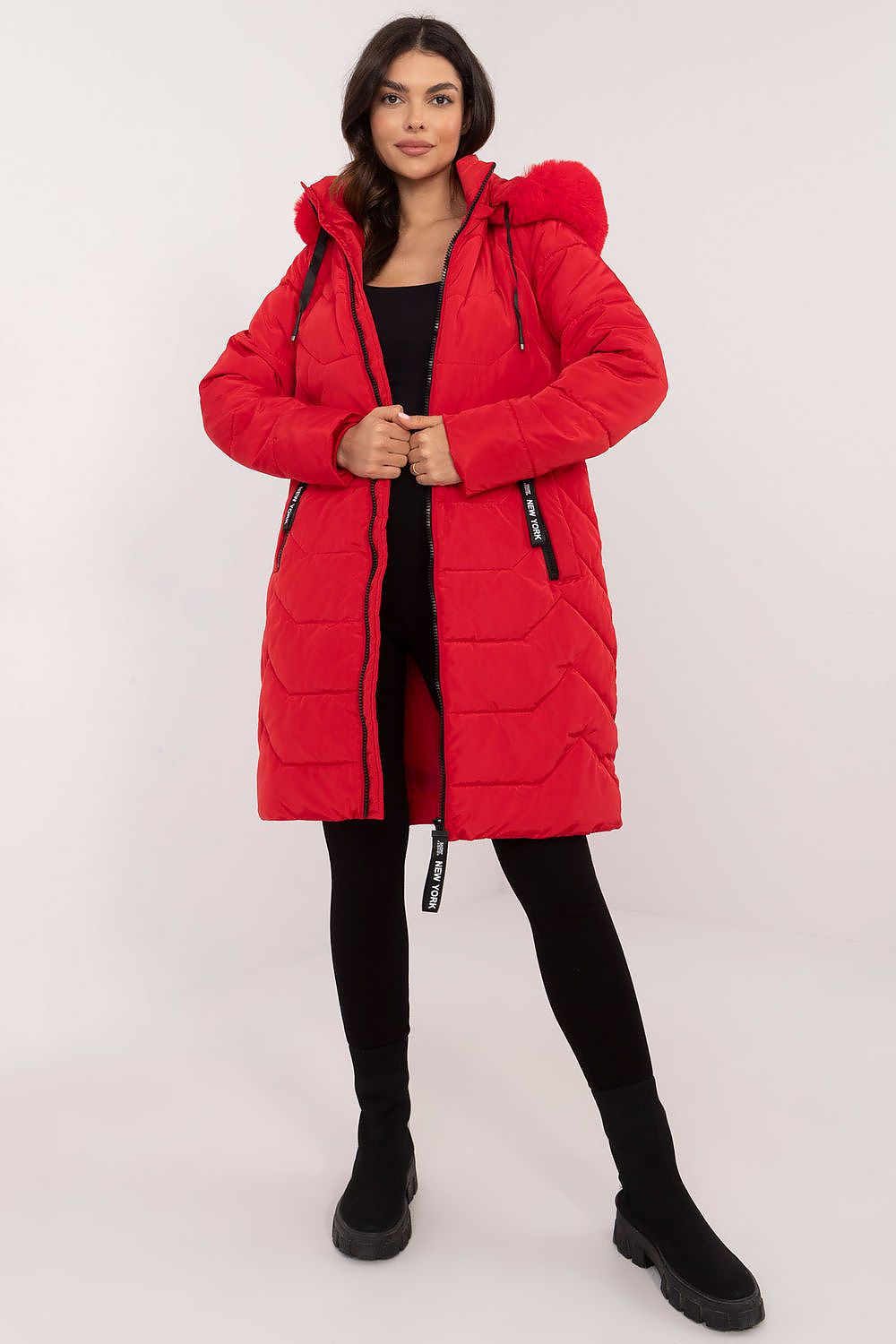 Stylish long sleeve women's jacket with zipper closure and zippered pockets, ideal for everyday wear by Factory Price.