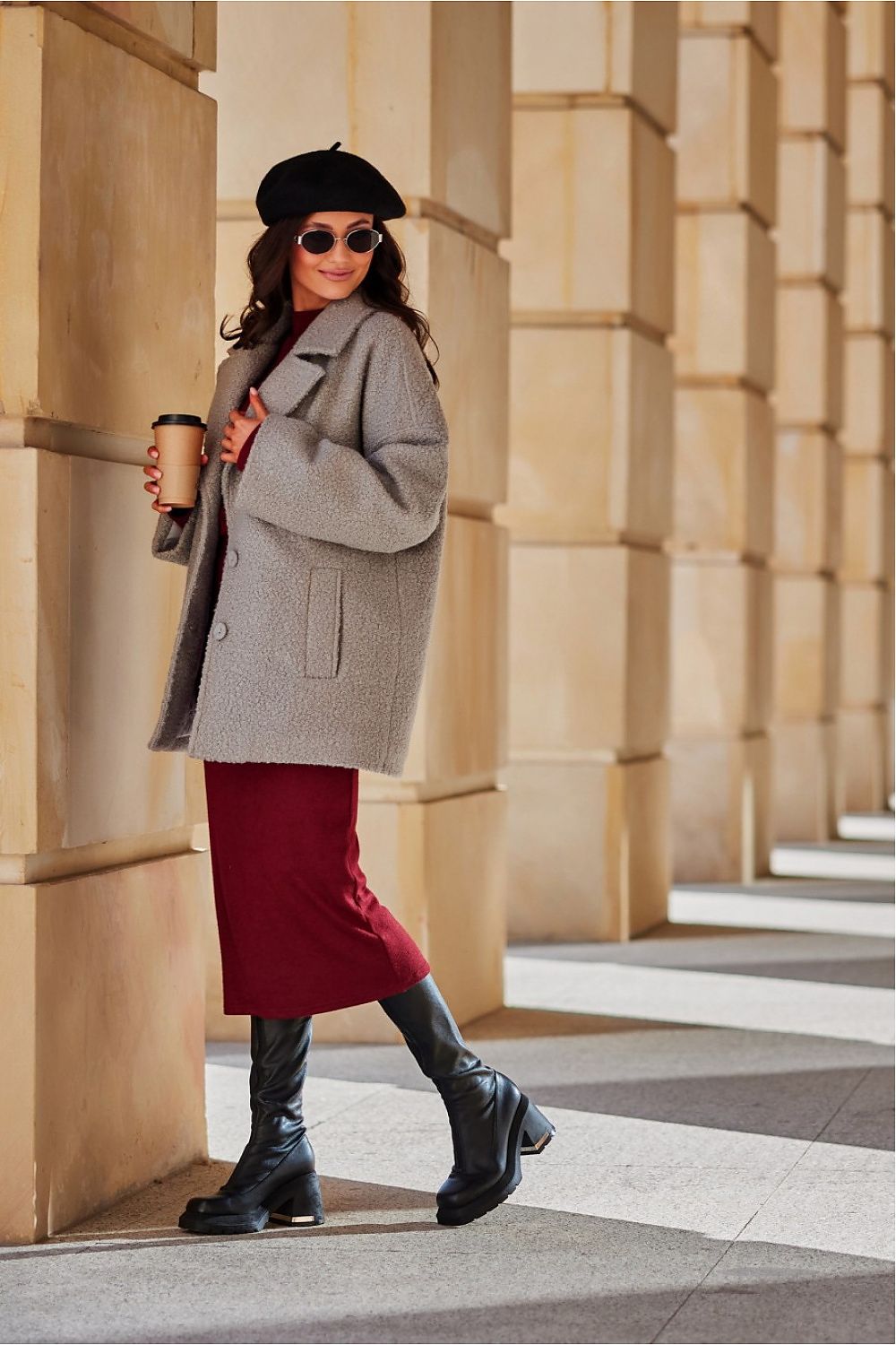 Front view of the Camila Jacket by Roco Fashion showcasing its sophisticated collar and button detailing, ideal for women's fashion.