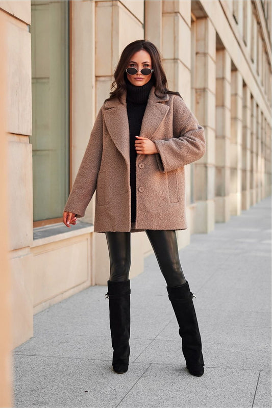 Elegant Camila Quilted Jacket by Roco Fashion, showcasing its sophisticated design and warm insulated lining, perfect for stylish autumn and winter outfits.
