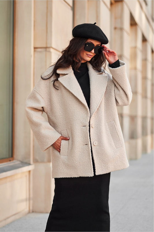 Luxurious Camila Quilted Women's Jacket by Roco Fashion, showcasing its stylish design with a classic collar and button fastening, perfect for autumn and winter warmth.