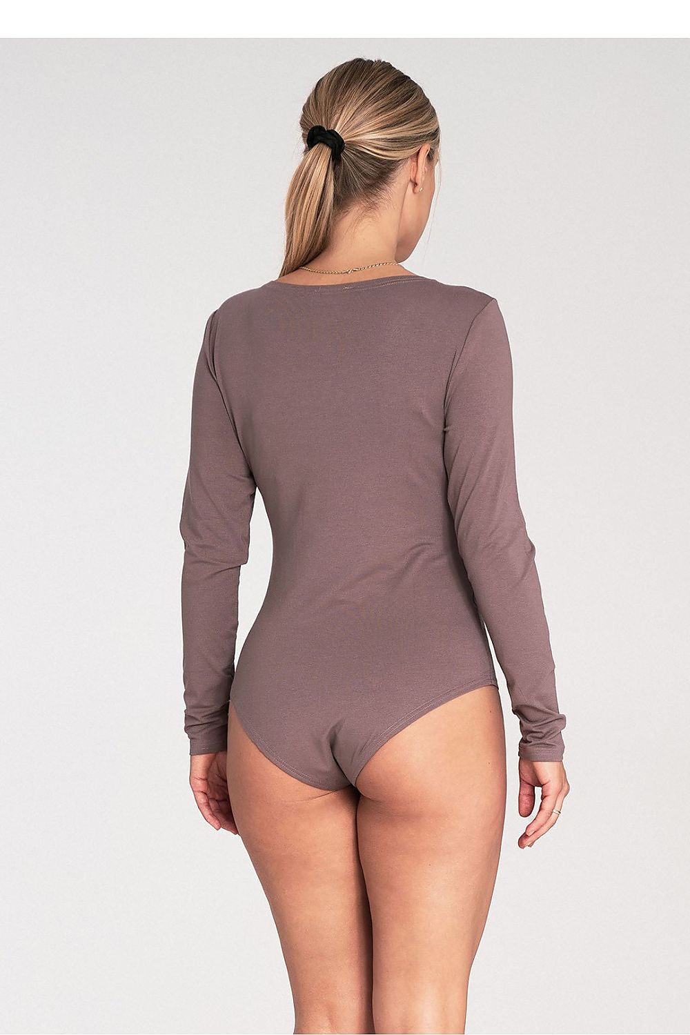Tailored long sleeve bodysuit by Figl, showcasing exquisite craftsmanship with a boat neckline.