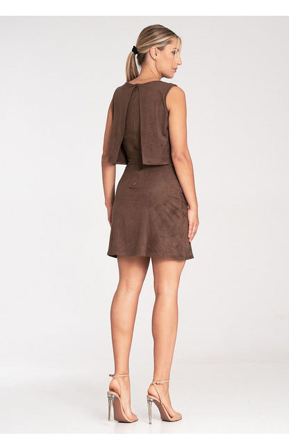 Close-up of Figl evening dress highlighting exquisite suede texture and elegant design details, suitable for formal events.