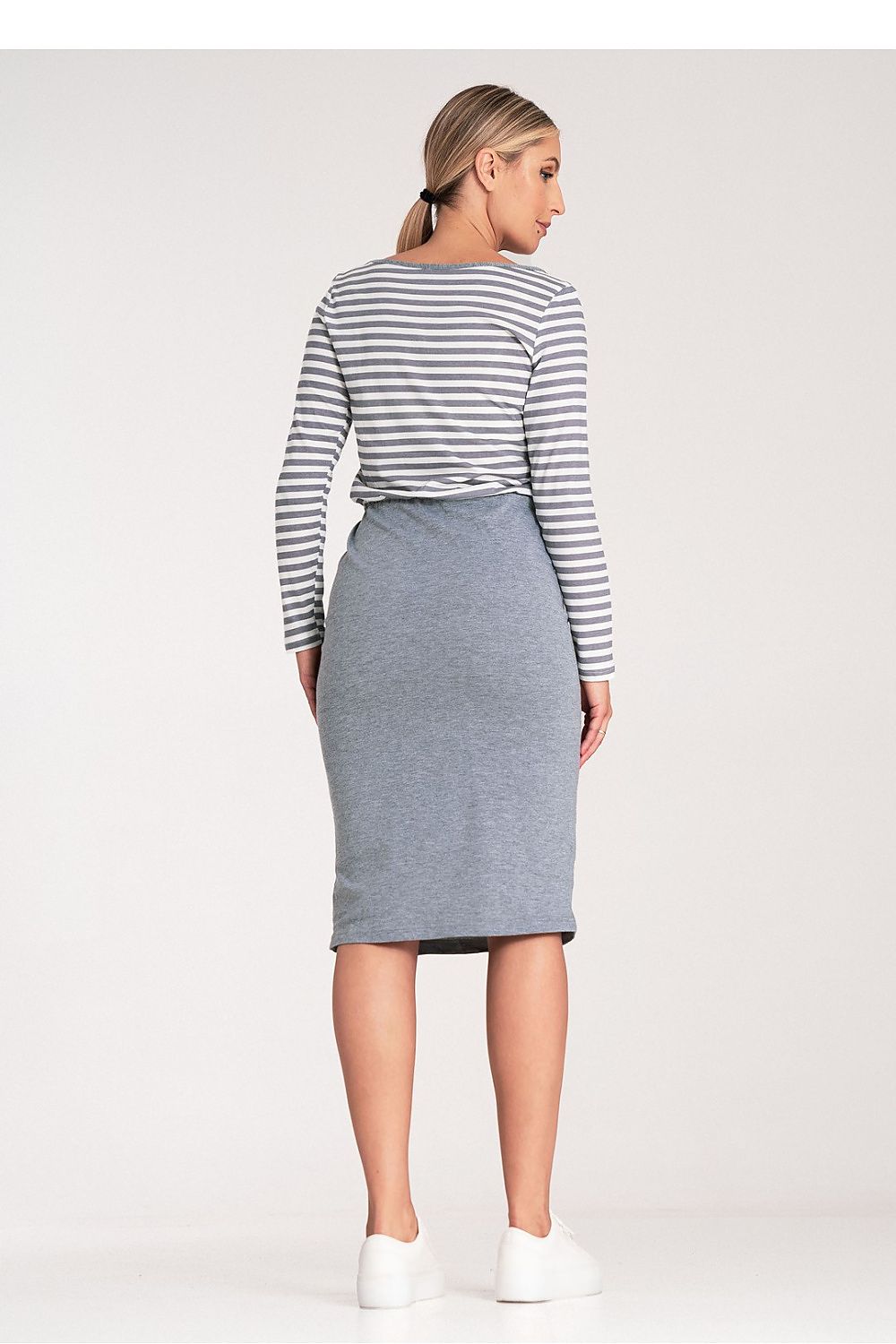 Stylish Figl striped daydress in cotton, showcasing long sleeves and a flattering silhouette for women.