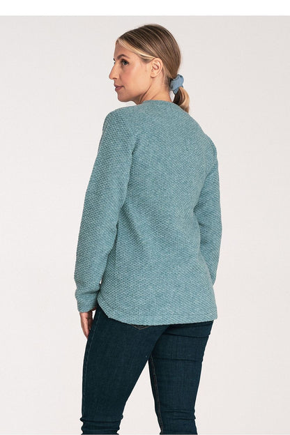 Luxurious Figl asymmetrical sweater featuring long sleeves and a round neckline, available in sizes S to L, perfect for stylish autumn layering.