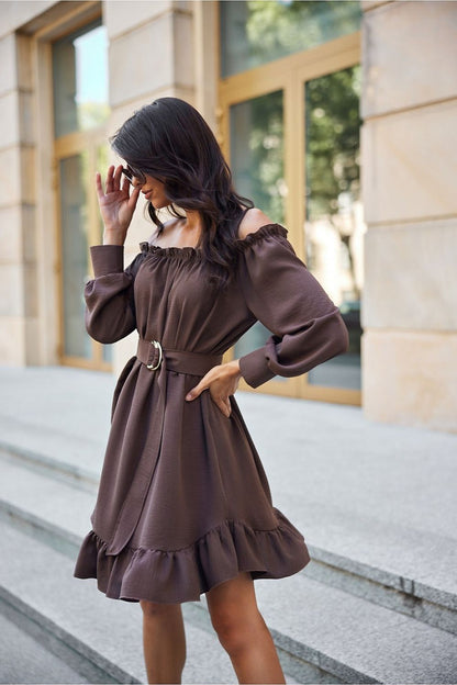 Versatile Roco Fashion daydress with wide sleeves and elegant ruffles, ideal for holiday styling.