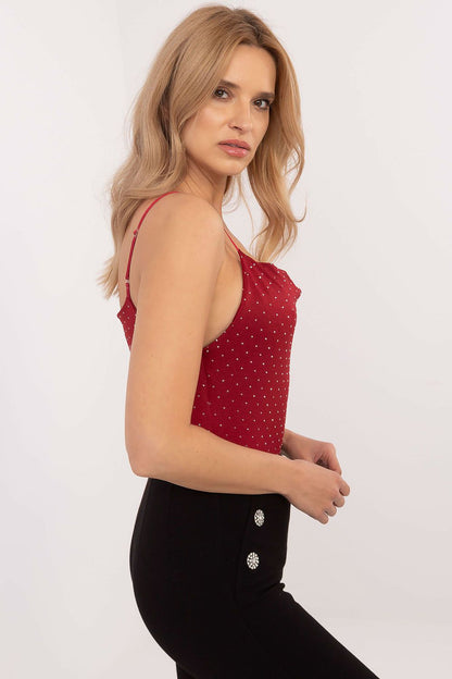 Back view of the elegant top by Italy Moda, highlighting its comfortable fit and adjustable strap design.