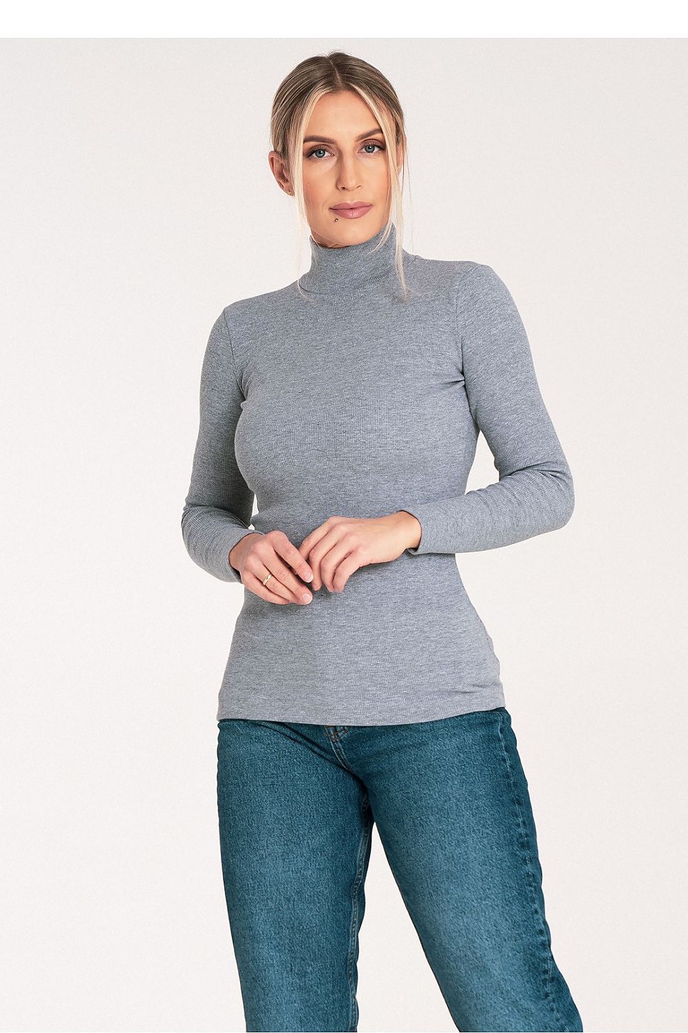 Luxury Figl cotton turtleneck with long sleeves, featuring a lightly ribbed design perfect for chic layering.
