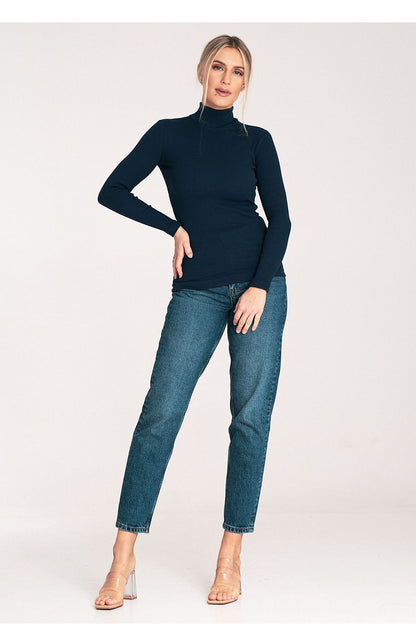Elegant long-sleeve turtleneck from Figl, crafted from 98% cotton and 2% spandex for a comfortable fit.