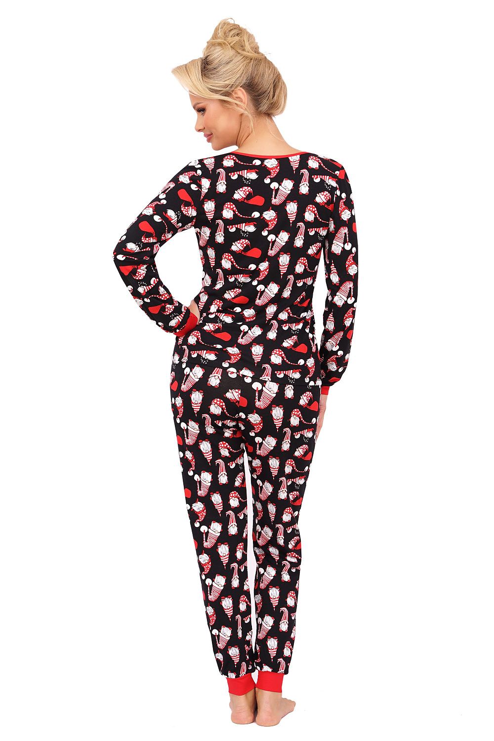 Elegant printed pants of Donna's women's Christmas pyjamas set, featuring ribbed cuffs and an elastic waistband, designed to provide a perfect fit for winter relaxation.