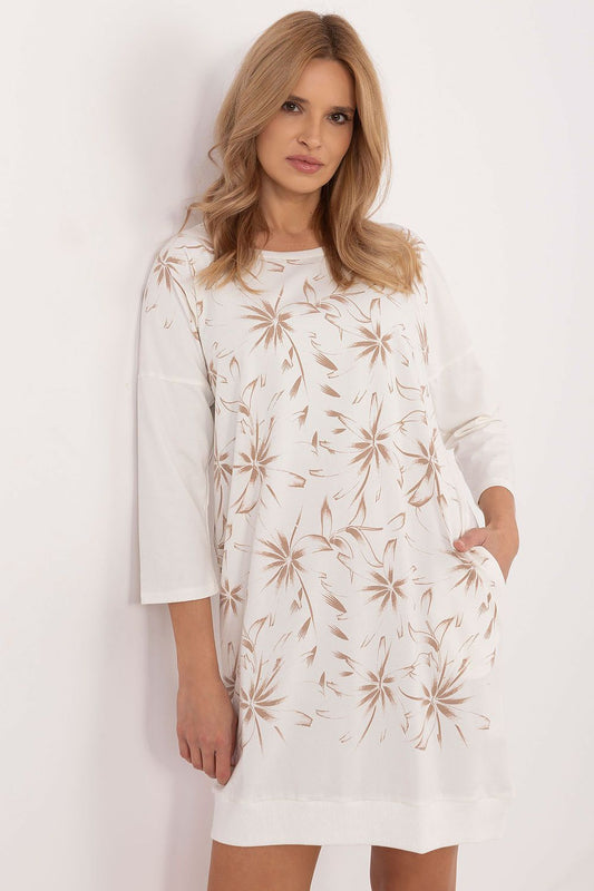 Luxurious women's stylish floral print cotton-spandex tracksuit daydress by Relevance, showcasing comfort and sophisticated design for casual outings.