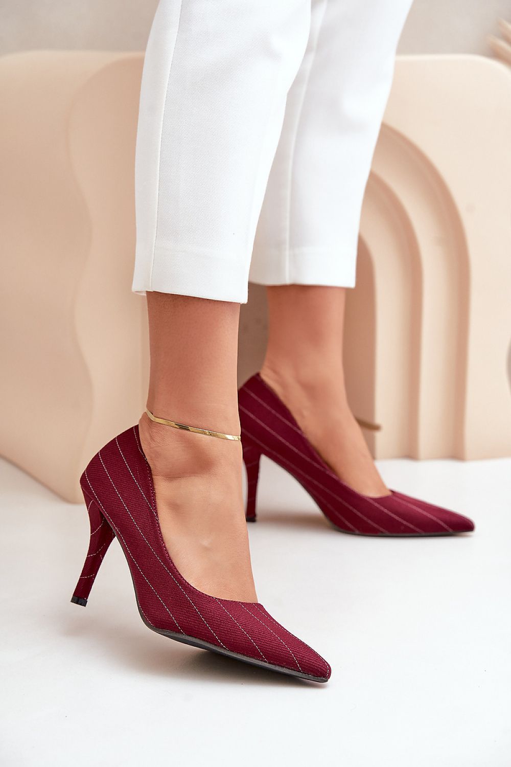 Elegant women's stiletto heels by Step in Style, featuring a 9 cm heel and crafted from high-quality textile material for the perfect blend of luxury and comfort.