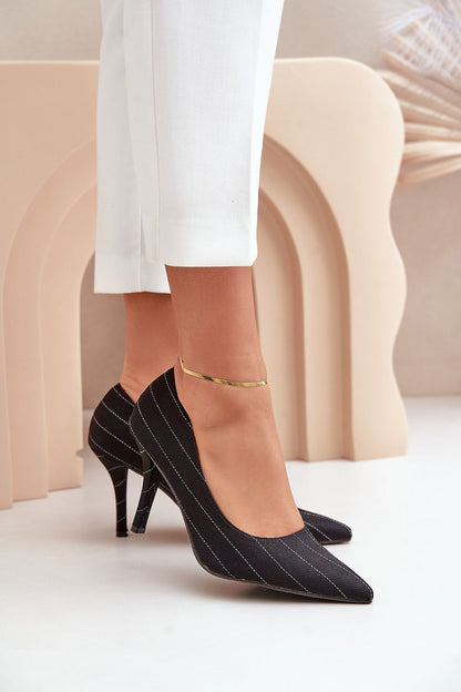 Step in Style high heel stilettos for women, showcasing a luxurious textile upper and a graceful 9 cm heel, perfect for complementing evening outfits.