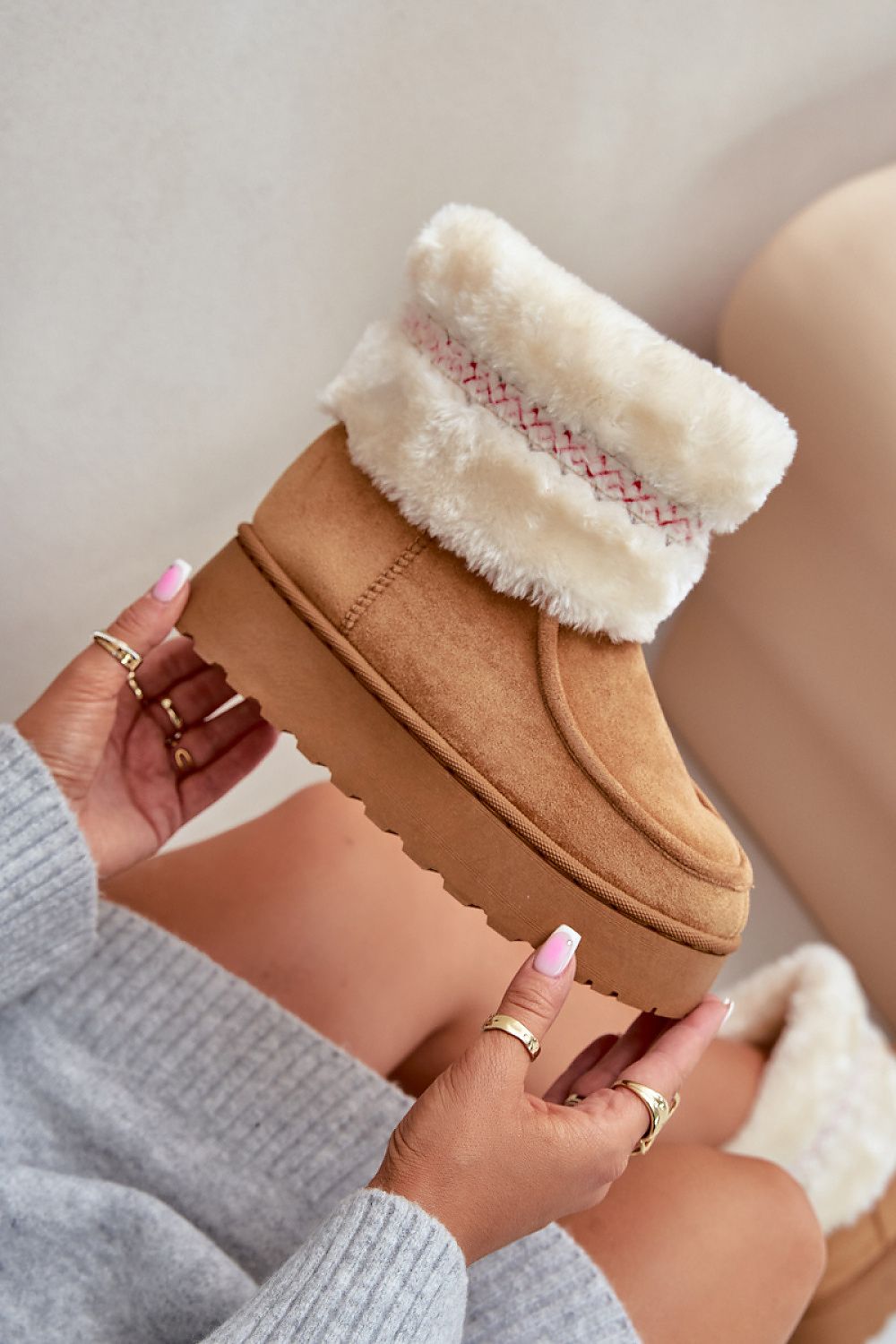 Luxury Eco Suede Snow Boots with Fur by Step in Style - Stylish winter footwear featuring a 3.5cm platform height and faux fur decoration for warmth.