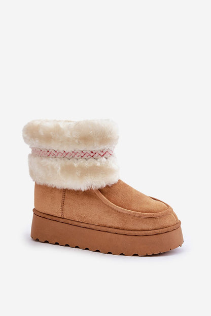 Step in Style Luxury Eco Suede Snow Boots adorned with fur, showcasing a fashionable design perfect for winter adventures.
