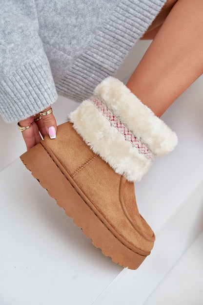 Platform Eco Suede Snow Boots with Fur by Step in Style - Combining elegance and functionality with a 3.5cm heel for comfort during cold weather.