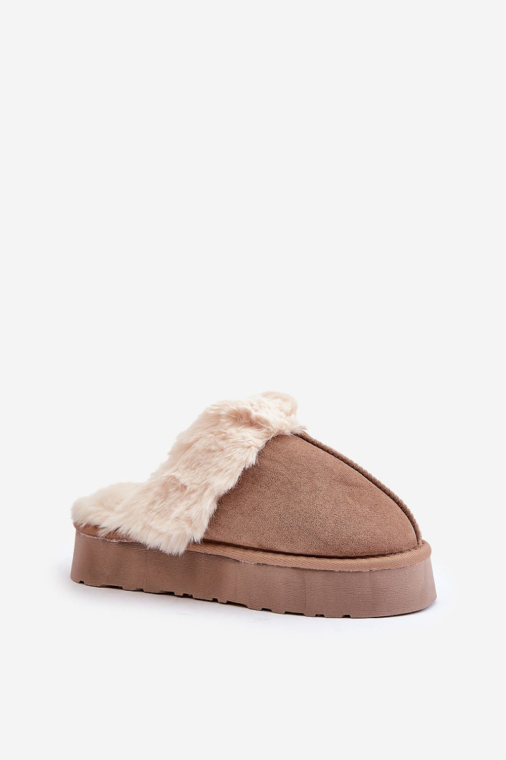 Elegant image of Step in Style eco-suede women's slippers with fur lining, showcasing the chic design and comfort, available in EU sizes 36-41 for a perfect fit.