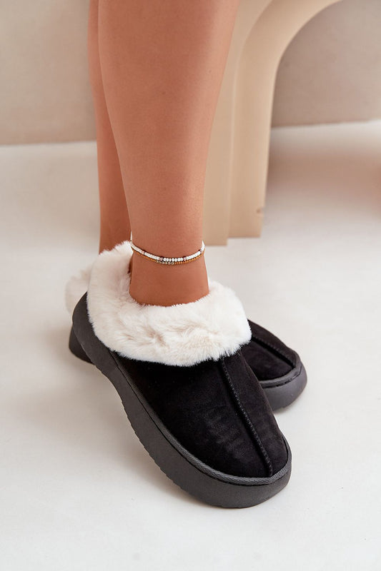 Luxurious eco-suede women's slip-on slippers with fur, designed by Step in Style, showcasing ultimate comfort and style for colder days.