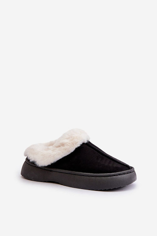 Stylish women's fur-lined slip-on slippers from Step in Style, combining fashion and warmth in eco-suede craftsmanship, perfect for home wear.