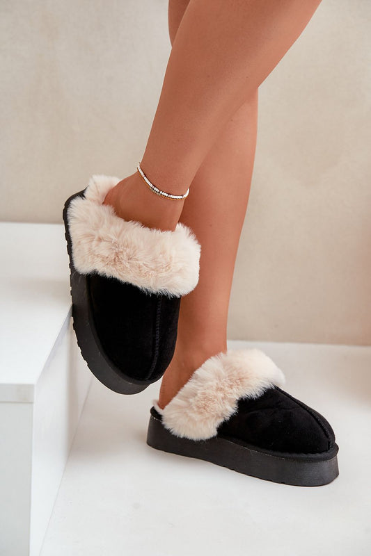 Luxury women's eco-suede slippers with fur insulation by Step in Style, perfect for autumn-winter comfort and elegance.