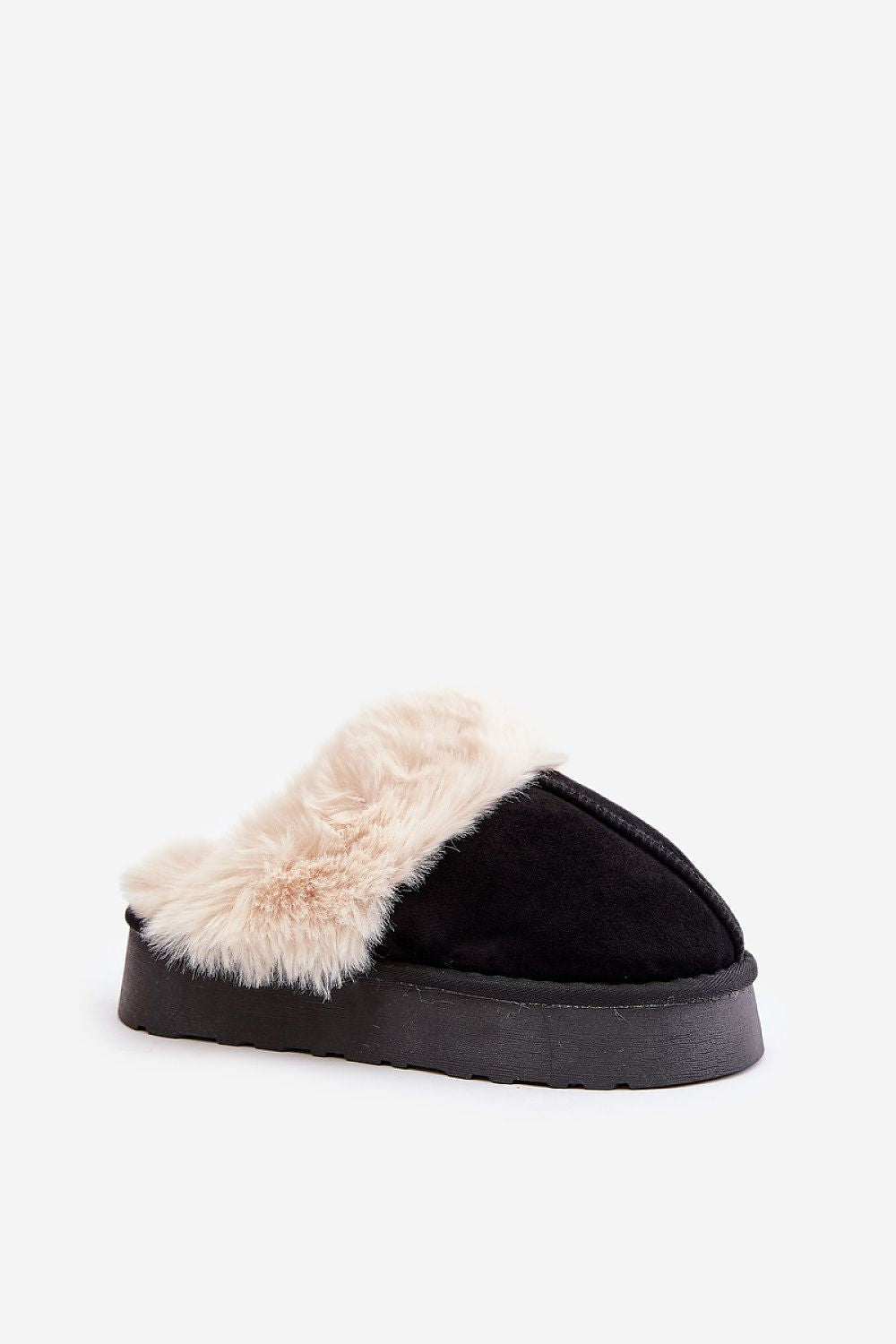 Step in Style luxury women's eco-suede slippers showcasing a stylish design with warm fur insulation, ideal for cold weather attire.