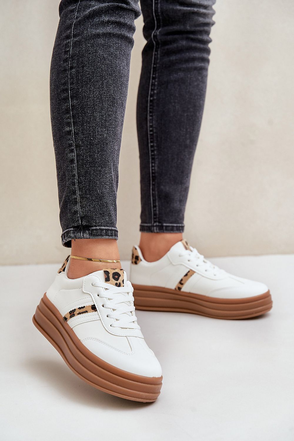 Luxurious eco leather women's sneakers by Step in Style featuring a stylish platform and rounded toe design, perfect for fashionable comfort.