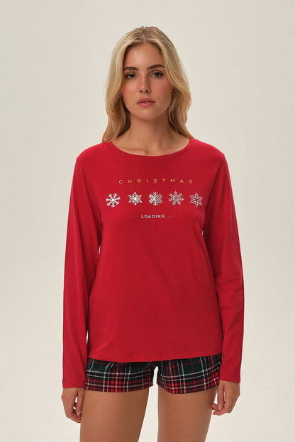 Luxurious Henderson Christmas pyjama set for men featuring short sleeves and stylish checked shorts, designed for comfort during the festive season.