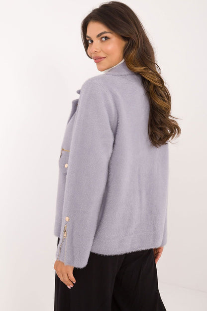 Elegant women's wool blend jacket MBM featuring zippered sleeves, perfect for autumn and winter styling.