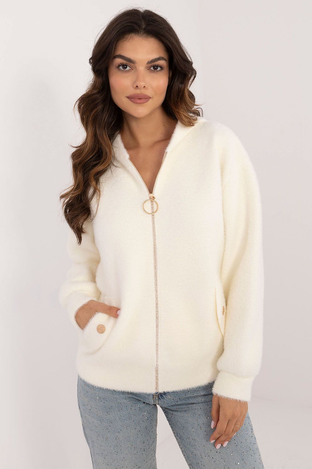 Luxury women's jacket MBM in EU size 0, featuring a stylish wool blend with angora and zipper closure.